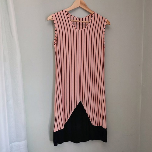 Sleeveless Jersey Dress Pink Black Medium New