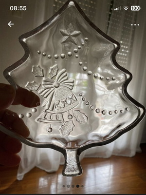 Christmas platter with designs, crystal