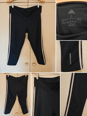 Adidas Climalite κολάν 3/4 μαύρο με λευκές ρίγες μέγεθος L σαν καινούργιο