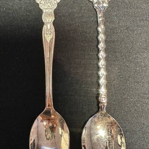 Collectible souvenir spoons used, 2 pieces, European cities, one silver-plated