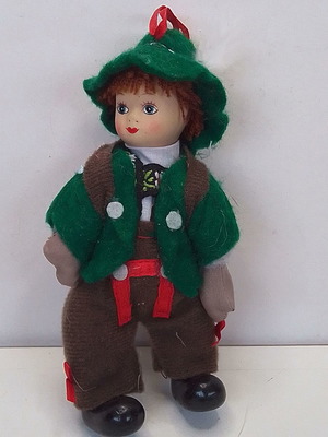 Vintage Austrian Tiroler Boy Doll figure used with porcelain face