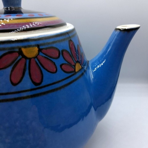 Vintage blue ceramic teapot Keramikos like new
