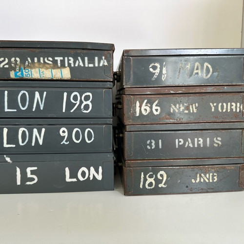 Vintage Olympic Airways cabin cash boxes used, set of 8