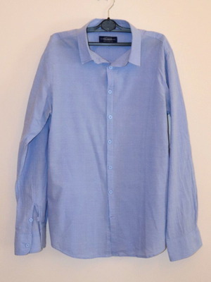 Pull&Bear men's long-sleeve shirt, light blue, size M
