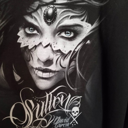 Sullen Art Collective hoodie black with print and hood, new size M