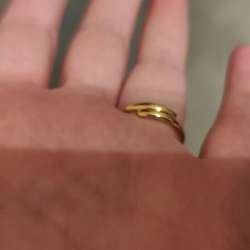 Stainless Steel Ring with Large Blue Stone Gold Color