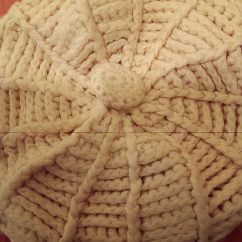 Handmade jockey hat used, yellow with white cord
