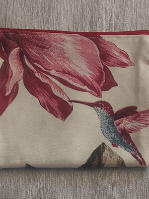 Handmade toiletry bag with zipper, cotton fabric, new