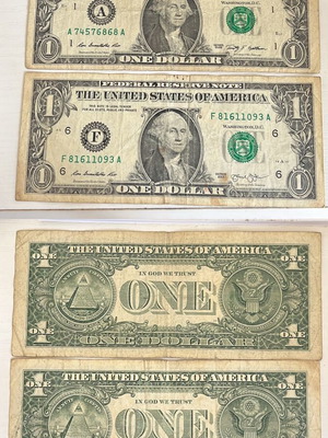 United States banknotes used, 2 pieces