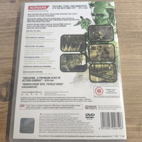 Metal Gear Solid 3 Snake Eater PS2 used, English version