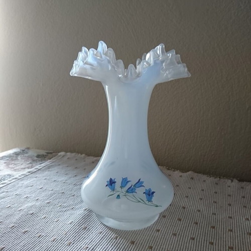 Vintage opaline glass vase with bellflower design, like new