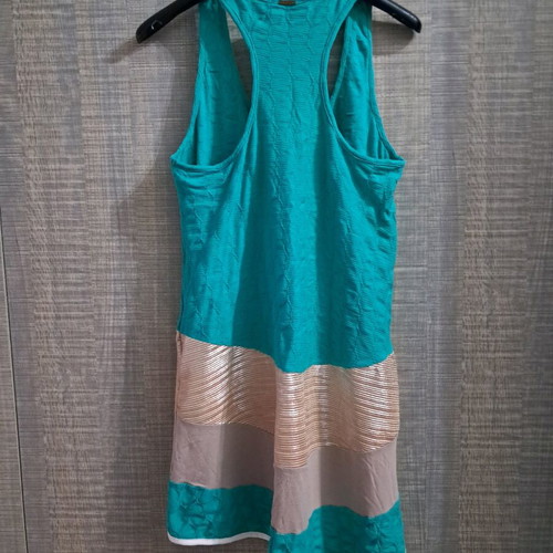Bsb short asymmetrical cotton dress like new, turquoise and gold