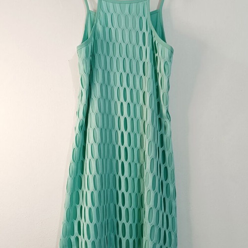 Scandalo mint mesh cut out dress with belt, pastel chic summer