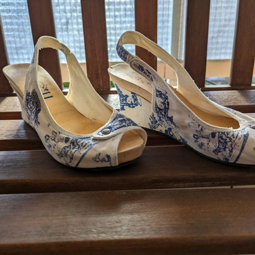 O'Neil platform shoes used, size 37, white-blue