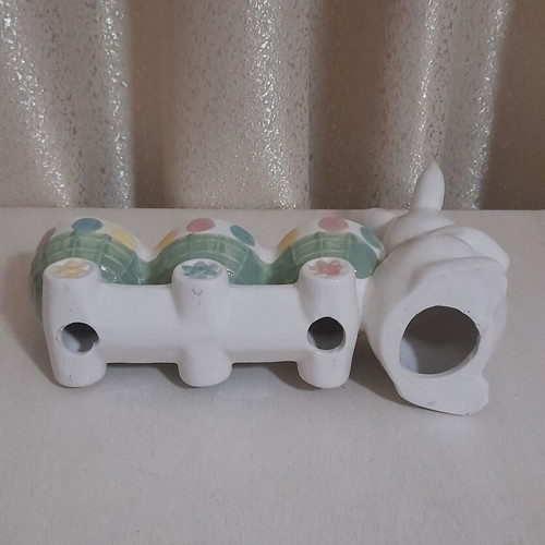 Easter Ceramic Egg Holder Bunny with 3 Slots New