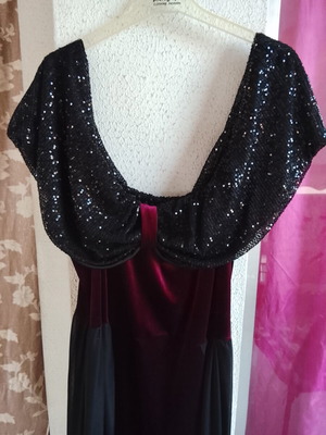 Plus size maxi velvet dress with sequins and tulle, Honey
