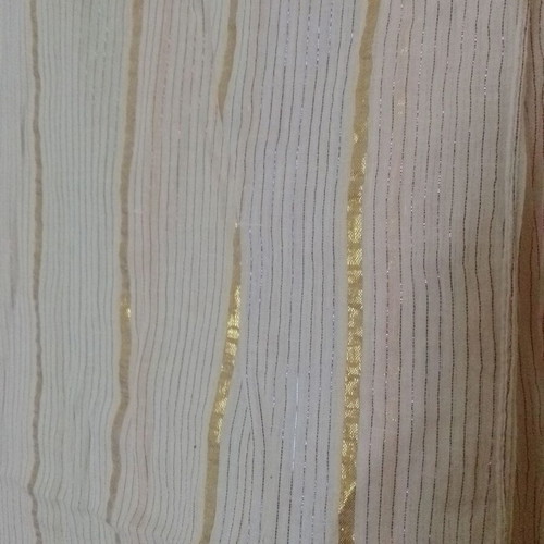 Long women's scarf like new, beige with gold stripes