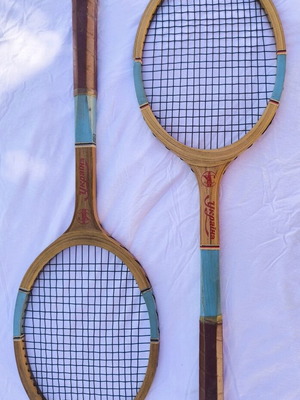 Vintage Ukraine Wooden Tennis Rackets Set of 2 like new