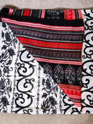 Printed scarf new, black white red, versatile beachwear