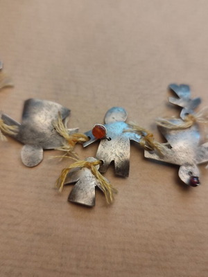 Silver-plated handmade bracelet like new with figures and semi-precious stones
