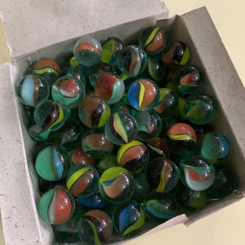 Vintage glass marbles 100 pieces from the 70s in paper packaging new