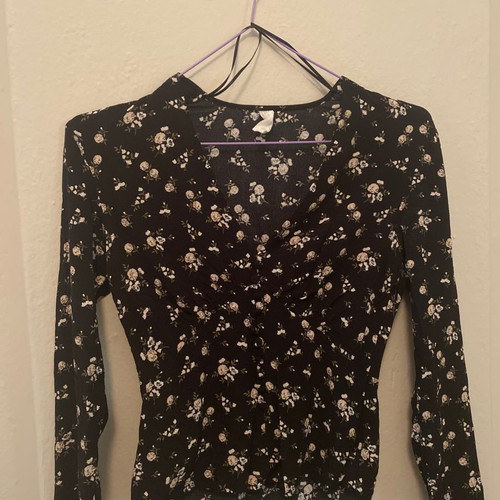 Mango printed blouse used, size XS, black multicolor