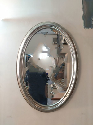 Florence oval mirror new with silver leaf 58x78 cm