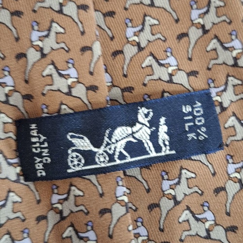 Hermes vintage silk brown tie