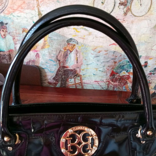 GIZIA leather black handbag new with gold details