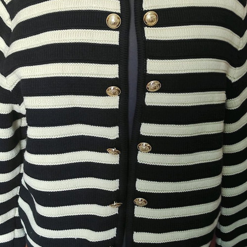 Massimo Dutti Striped Knit Cardigan Like New with Gold Buttons