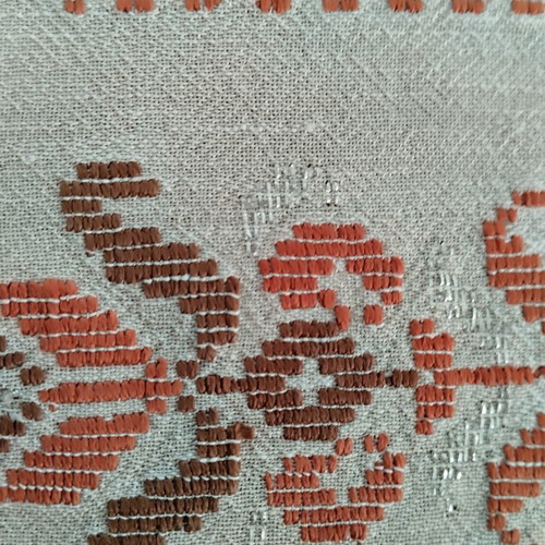 Handmade woven table runner with silver embroidery, 83x40 cm
