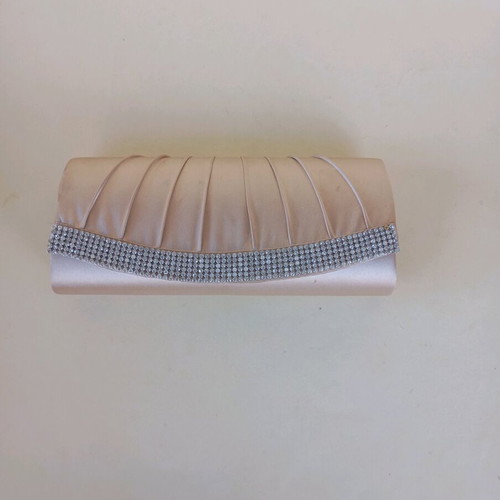 Demetrios satin clutch bag used with strass beige
