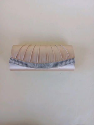 Demetrios satin clutch bag used with strass beige