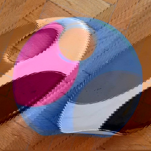 Τσάντα χειρός vintage μεταχειρισμένη, στρογγυλή πολύχρωμη