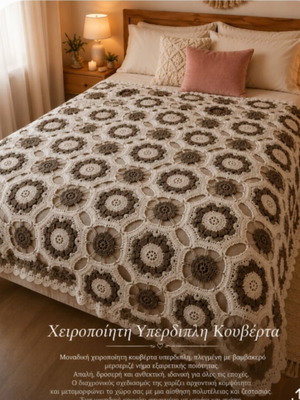 Handmade oversized blanket with cotton mercerized yarn 250x290