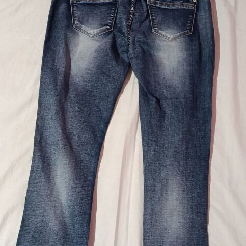 Denim salopette M with star pattern and adjustable straps