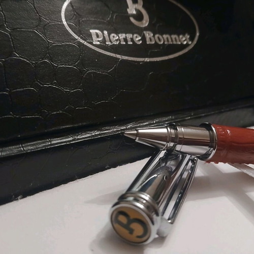 Pierre Bonet silver pen red color with leather case new