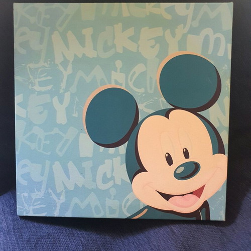 Mickey Mouse Art Print like new, 28x28 cm, wooden frame