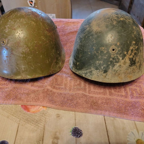 Vintage military helmets restored