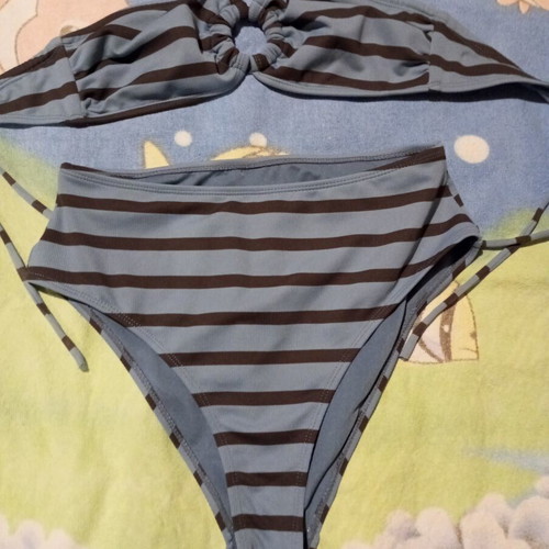 Striped bikini set blue and brown like new