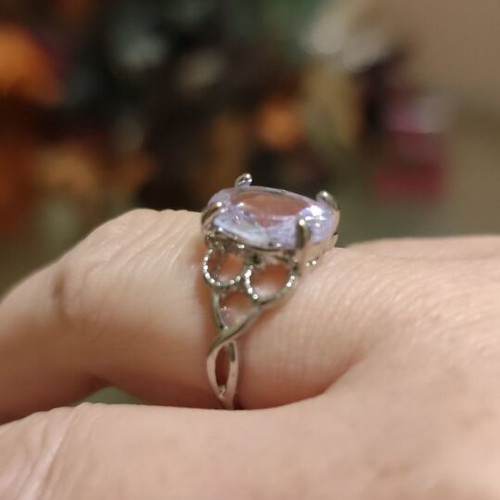 Silver vintage ring with white zircon, size 8, like new