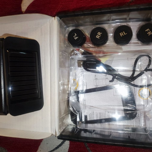 TPMS tire pressure and temperature monitoring system kit, solar USB