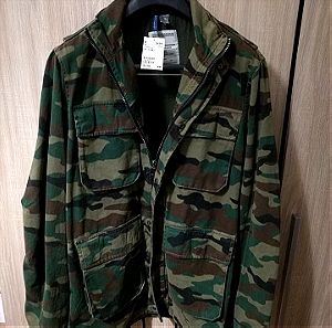 H&M Divided size Large καινούριο μπουφάν στρατιωτικό παραλλαγή camo camouflage green jacket new