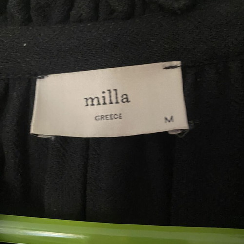 Milla black V neck blouse with zipper, size L
