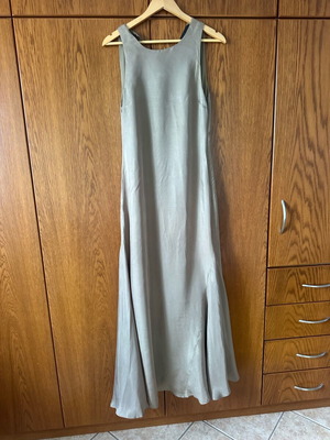 Gestuz Sleeveless Long Silk Dress Khaki Like New Size 40