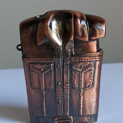 Vintage metal windproof lighter with shirt design, like new