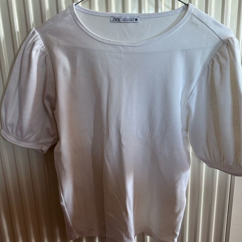 Zara women's blouse used, wide sleeve with elastic, size M