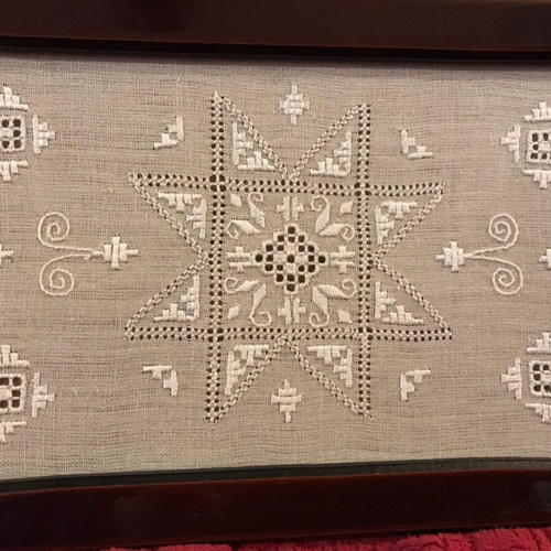 Lefkaritiko embroidery on wooden tray new