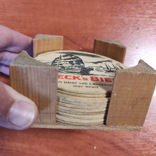 Beck's Beer Bremen Germany coasters used, pack of 11 with storage base