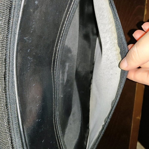 Leather folder bag handheld like new, two compartments, black
